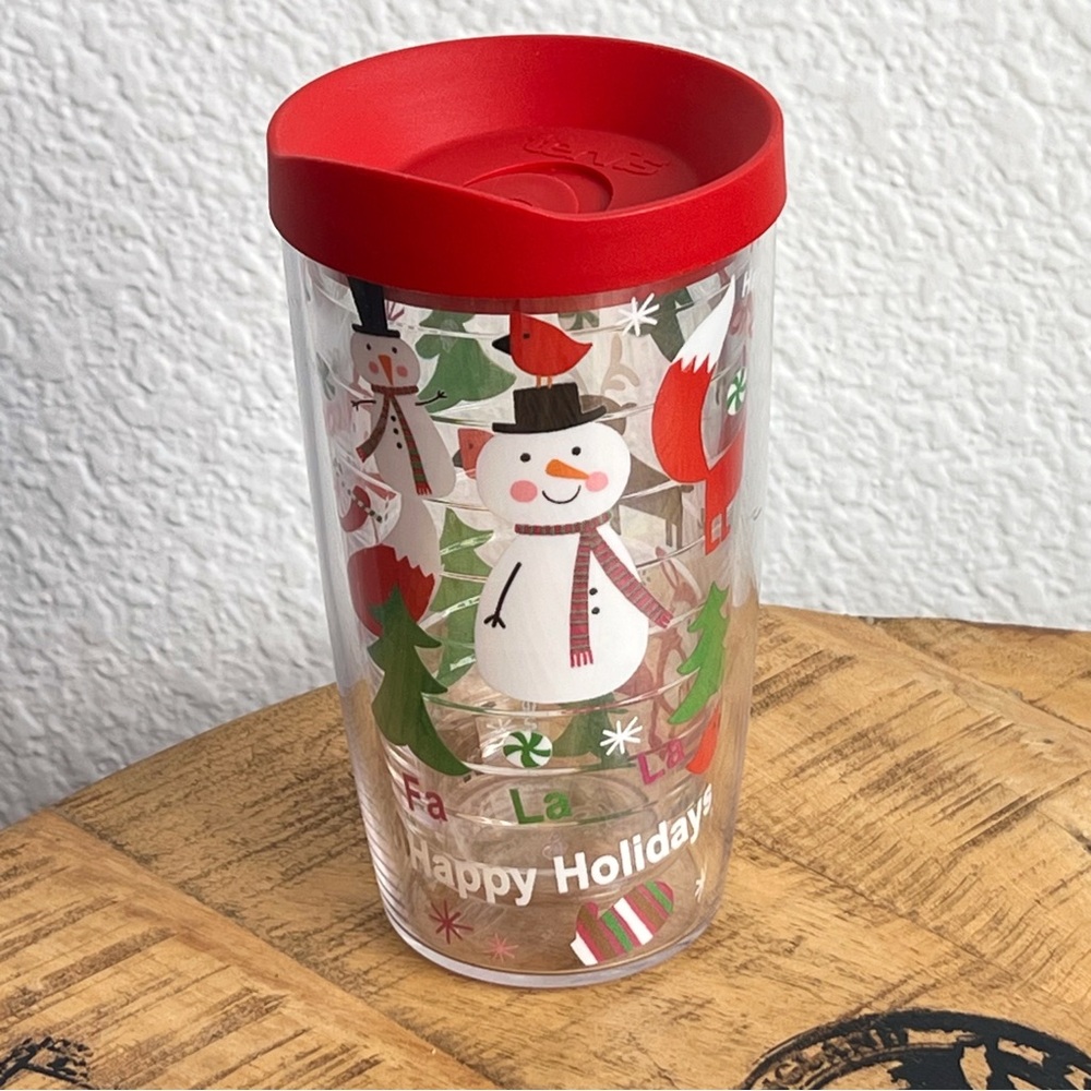Tervis Christmas Holiday Travel Mug Tumbler Snowman Fa La La Xmas Tree Reindeer